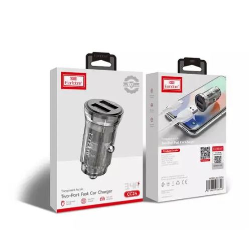 Earldom Two port fast car charger 3.4A type C and iphone CC24