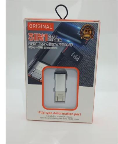 CARD READER 3 IN 1 Lightning + Micro+USB to TF MIX x20 (SD ONLY)
