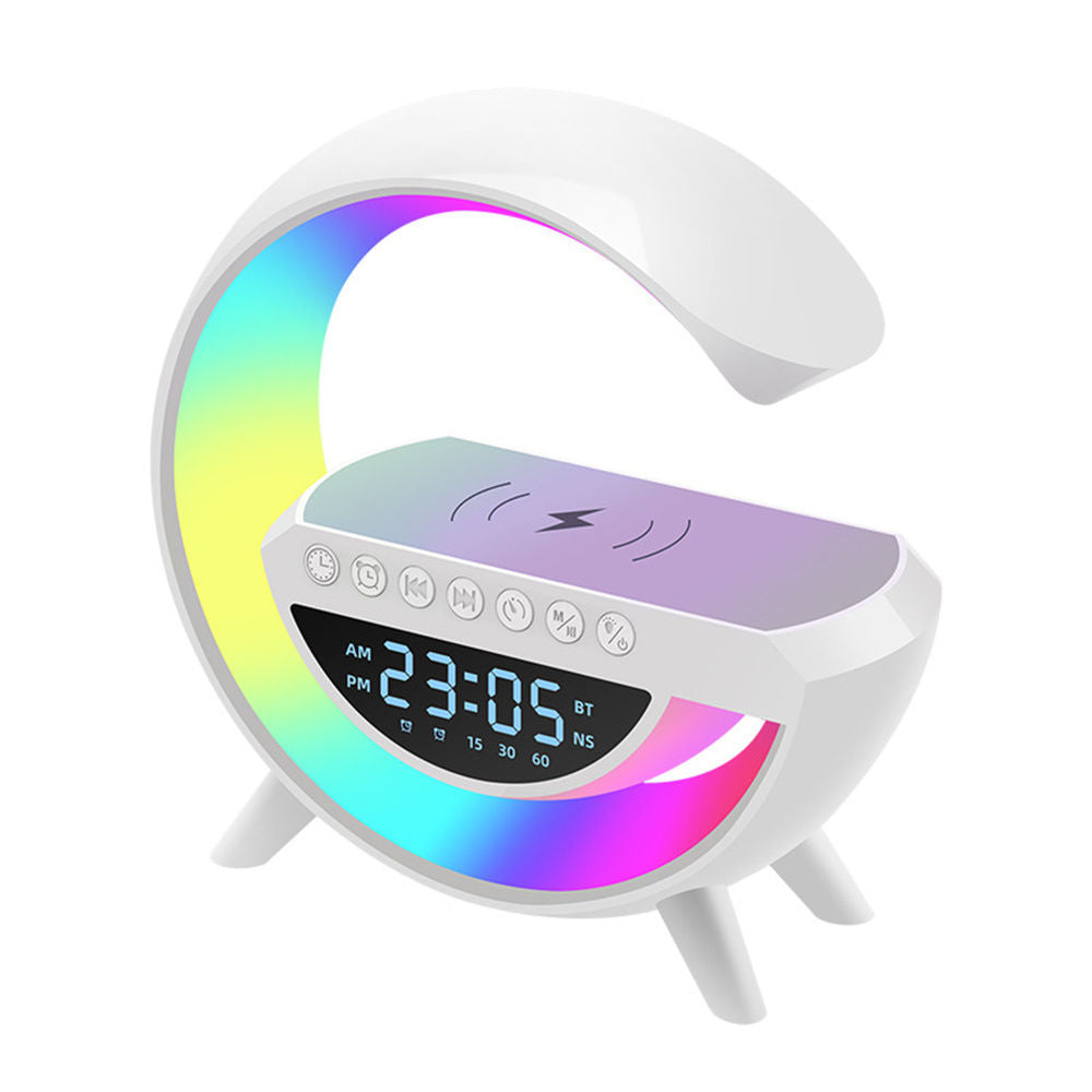 5 in 1 Wireless Charger With Lamp & Digital Clock Bluetooth Speaker