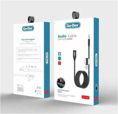 Go-Des iPhone AUX Cable - Lightning To 3.5mm AUX Audio Cable - 1 meter length GAC363