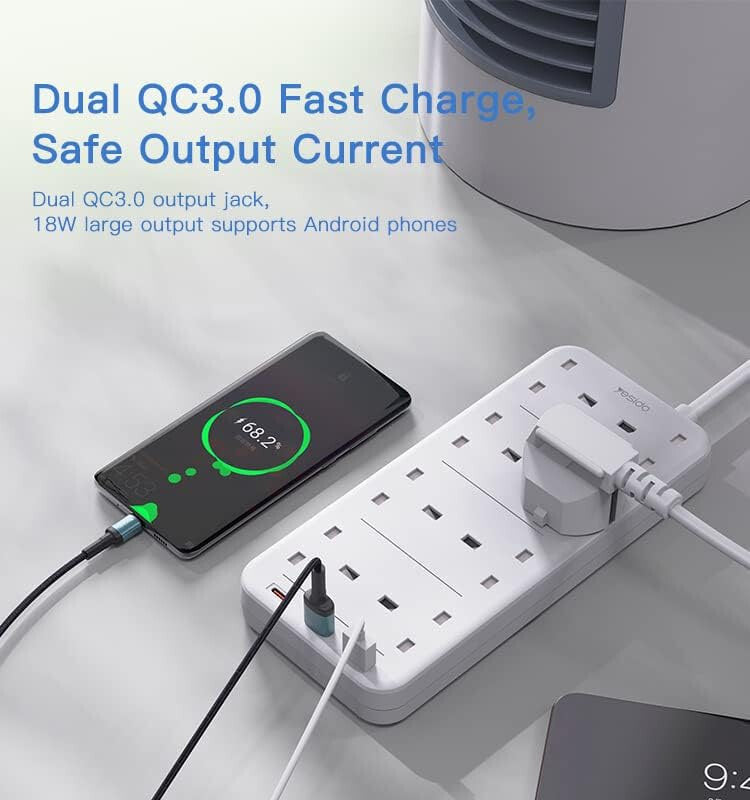 Yesido MC-16 8 Plugs + PD 20W+2 QC3.0 Ports 3250W High Power Fast Charging Socket(UK Plug)