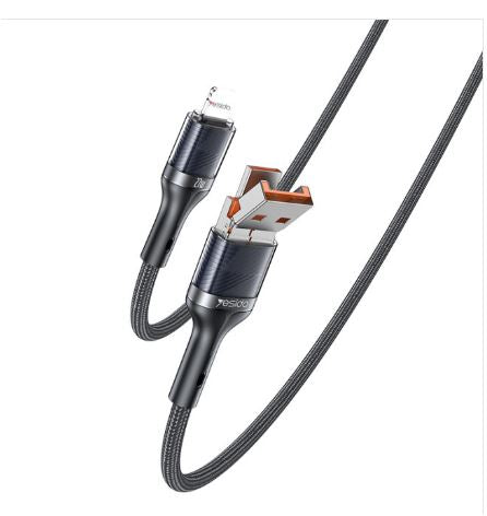 Yesido CA165L 27W USB + USB-C / Type-C to 8 Pin 2 in 1 Fast Charging Data Cable, Length:1.2m(Black)