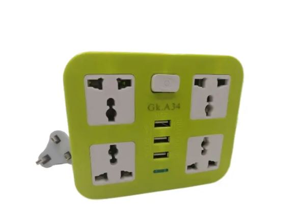 GKK Extension Socket 2500W with 3 USB Ports, 4 Universal Outlets, 2M Cable