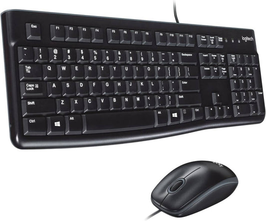 Logitech MK120 USB Wired English Keyboard and Mouse- English and Arabic, Black
