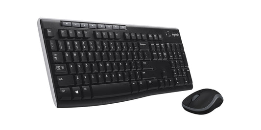 Logitech MK270 Wireless Keyboard and Mouse Combo for Windows, 2.4 GHz Wireless, Compact Wireless Mouse, 8 Multimedia & Shortcut Keys,PC/Laptop- English and Arabic Layout, Black