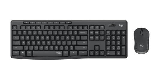 Logitech MK295 Silent Wireless Keyboard and Mouse Combo, 10m Wifi Range, 2.4GHz Wireless, Nano USB Receiver, Silent Touch Technology- English/Arabic Layout, Black