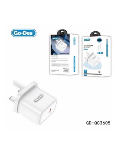 Go Des PD Fast Adapter Fast Charging Type C Port/ USB C to USB C cable GD QC3605