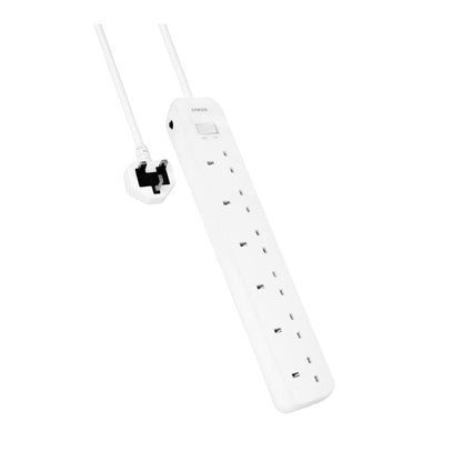Anker 6 AC Outlet Power Strip, PowerIQ Technology, Surge Protection, Fire-Resistant Casing, On/Off Swtich, 1.8M Cable Length, White Color Extension