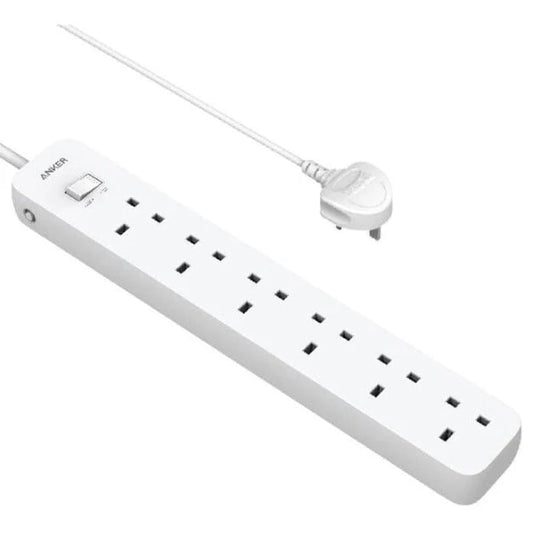 Anker 6 AC Outlet Power Strip, PowerIQ Technology, Surge Protection, Fire-Resistant Casing, On/Off Swtich, 1.8M Cable Length, White Color Extension