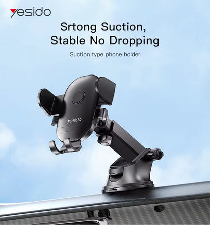 YESIDO C138 Plastic Gravity Sensor Suction Cup Dashboard Mount telescopic length adjustable car mobile phone holder