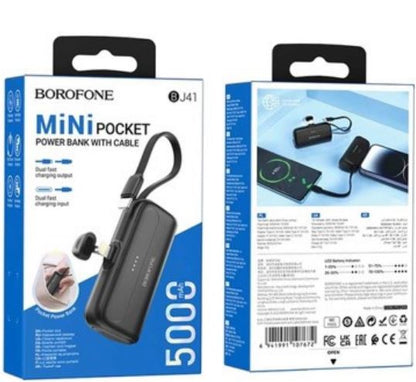 Borofone Mini Pocket Power Bank With Cable 5000mAh BJ41