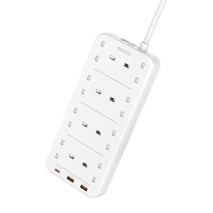 Yesido MC-16 8 Plugs + PD 20W+2 QC3.0 Ports 3250W High Power Fast Charging Socket(UK Plug)