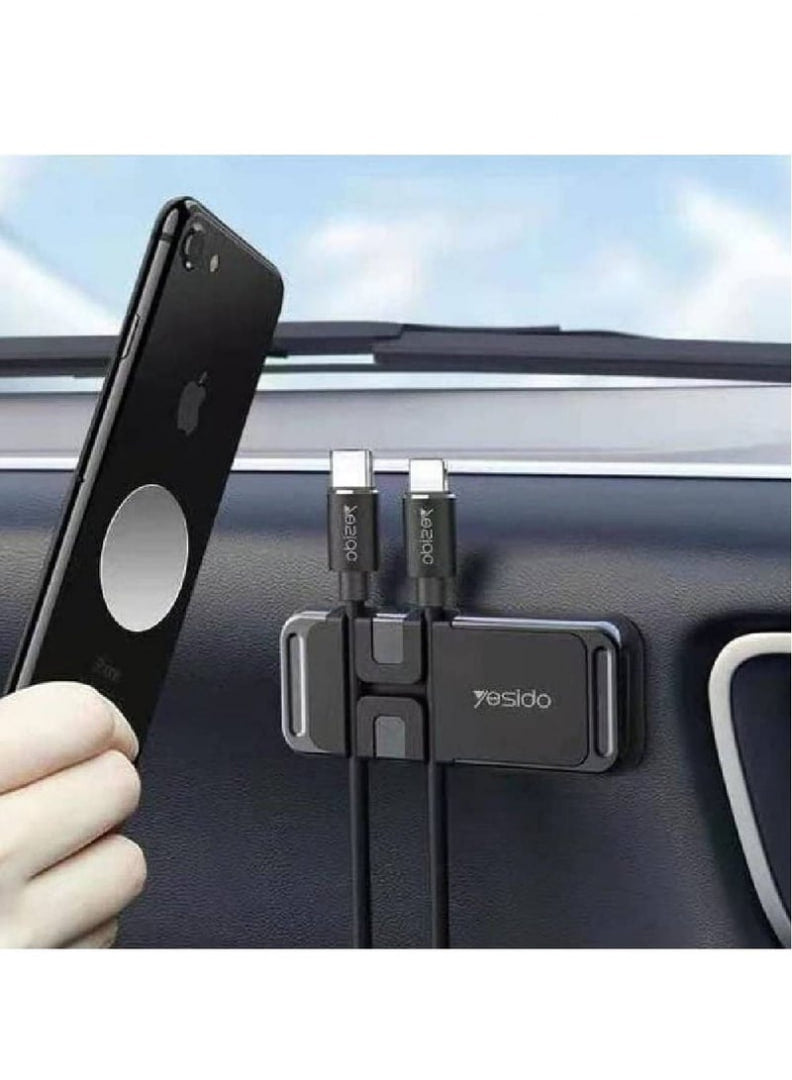 Yesido C113 Zinc Alloy Car Magsafe Magnetic Phone Holder with Cable Clip Function(Black)