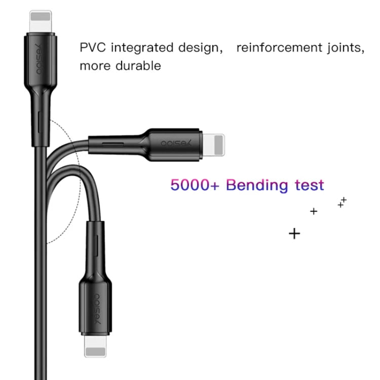 Yesido CA41 3.5A USB to 8 Pin + Micro USB + USB-C / Type-C Charging Cable, Length 1m