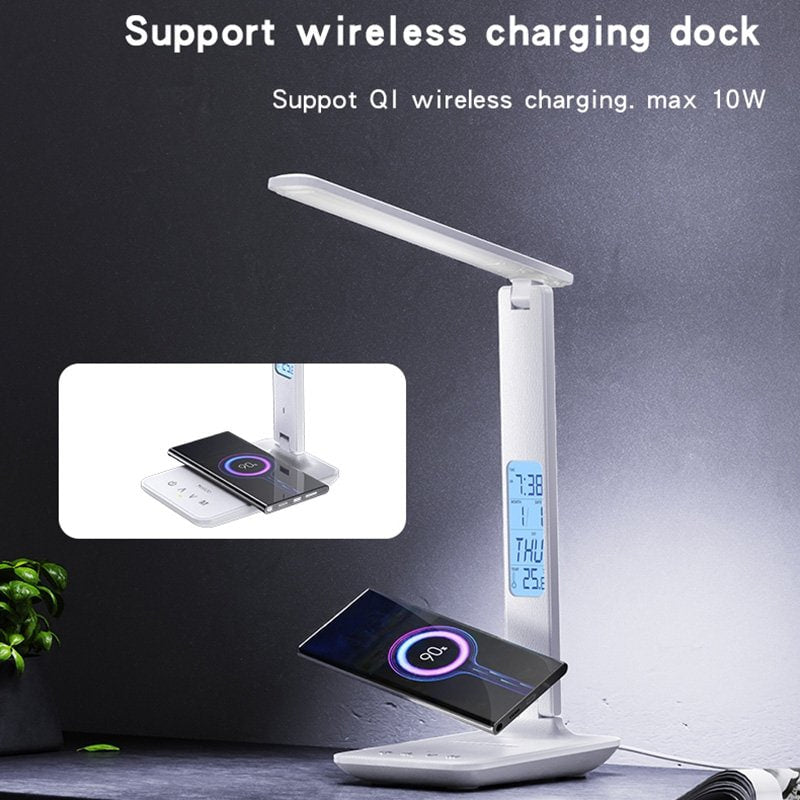 Yesido DS20 Multifunctional LED Desk Lamp Supports 10W Wireless Charging, EU Plug(White)