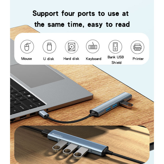 Yesido HB17 4 in 1 USB-C / Type-C Multifunctional Docking Station HUB Adapter