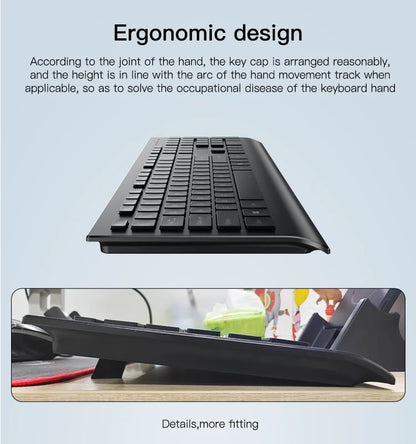 Yesido KB13 2.4G Wireless Keyboard And Mouse Set Usb Ergonomics Smart Chip Mute Keyboard Mouse Combo