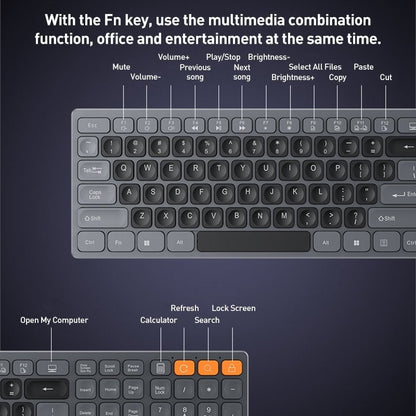 Yesido KB19 2.4G Mixed Color Wireless Keyboard Mouse Set(Grey Arabic Version)