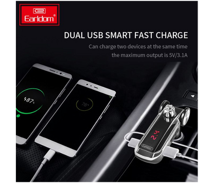 Earldom ET-M39 Wireless FM Transmitter & Dual USB Fast Charger Car Kit