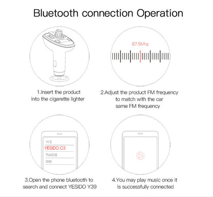 Yesido Y39 FM Transmitter Car Charger With 2 USB Ports