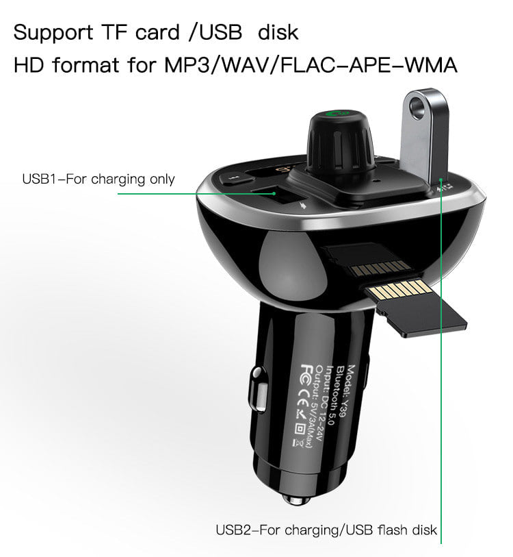 Yesido Y39 FM Transmitter Car Charger With 2 USB Ports