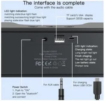 YESIDO YSW05 Rechargeable Stereo Bluetooth 5.0 Speaker Subwoofer Support TF U-Disk